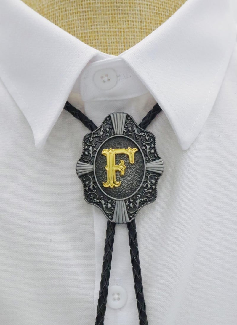 KECOL Western Letter Bolo Tie Cowboy Aalphabet A to Z Neckties Necklace for Men Women - Image 4